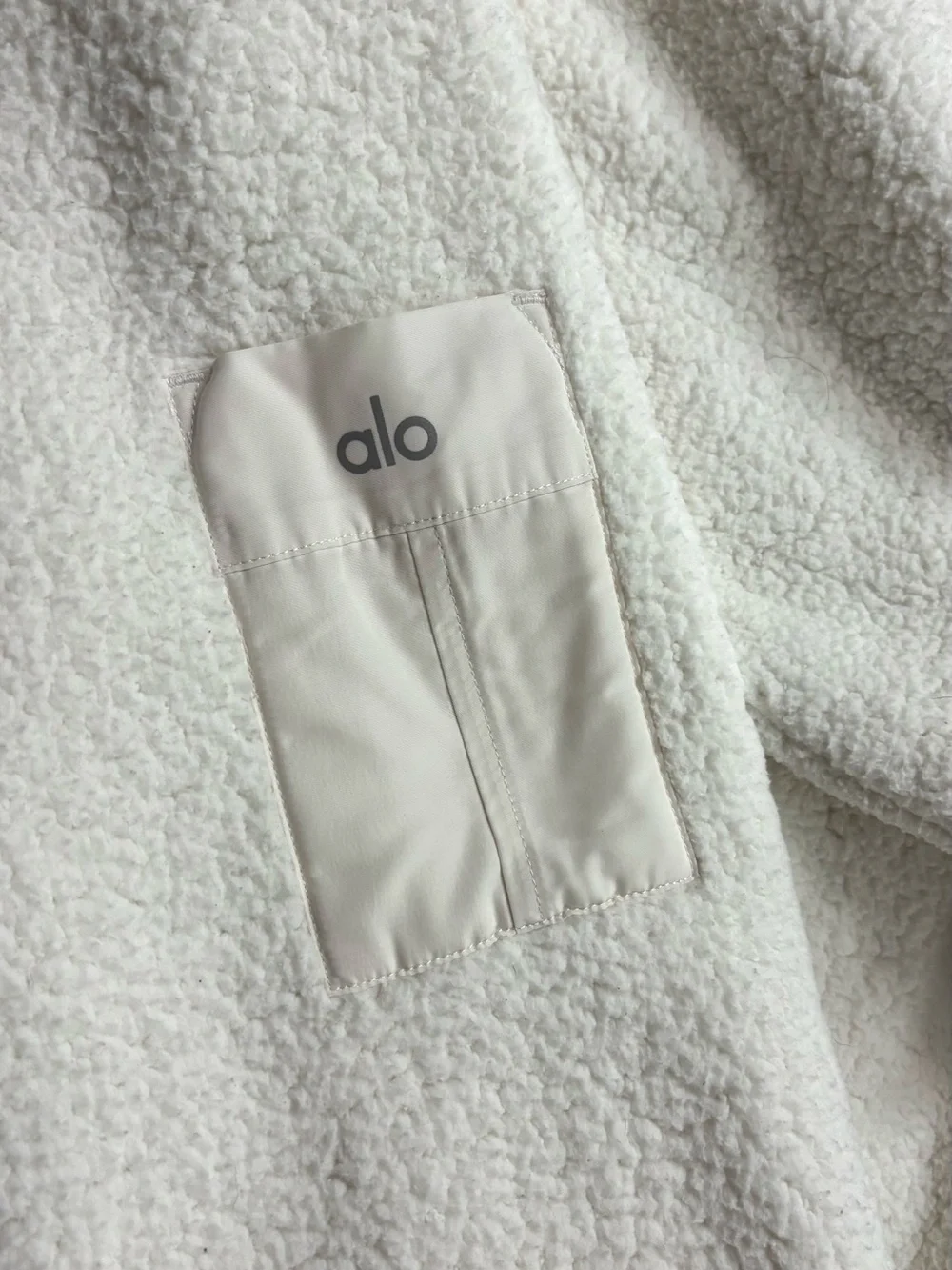 ALO Yoga Micro Sherpa Solstice Coverup Quarter-Zip Creamy Ivory Size Small
